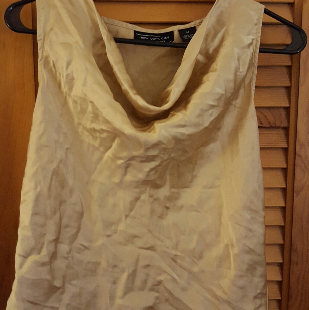 Gold Silk Sleeveless Top